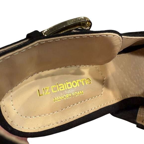 Liz Claiborne Wedge Sandals Size 7.5 Black - Picture 8 of 10